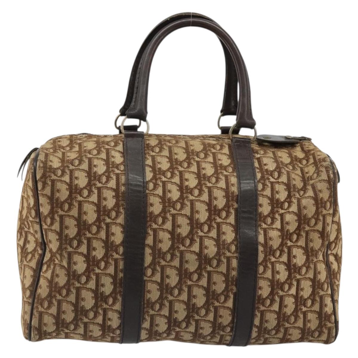 Christian Dior Trotter Canvas Hand Bag Black Gold Auth 185134