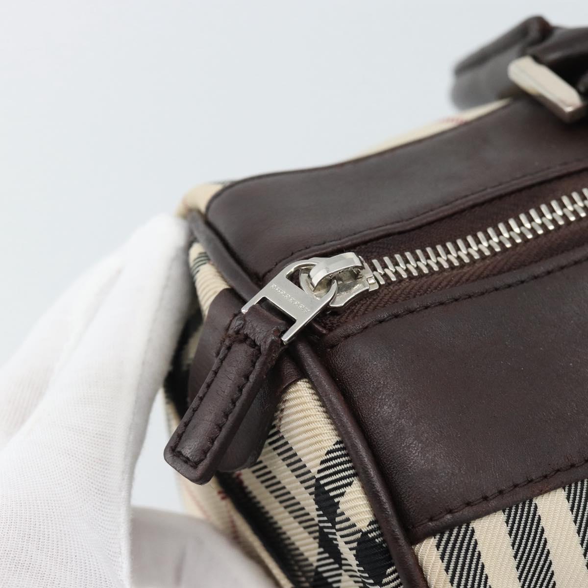 BURBERRY Nova Check Hand Bag Canvas Beige Silver Auth 185137A