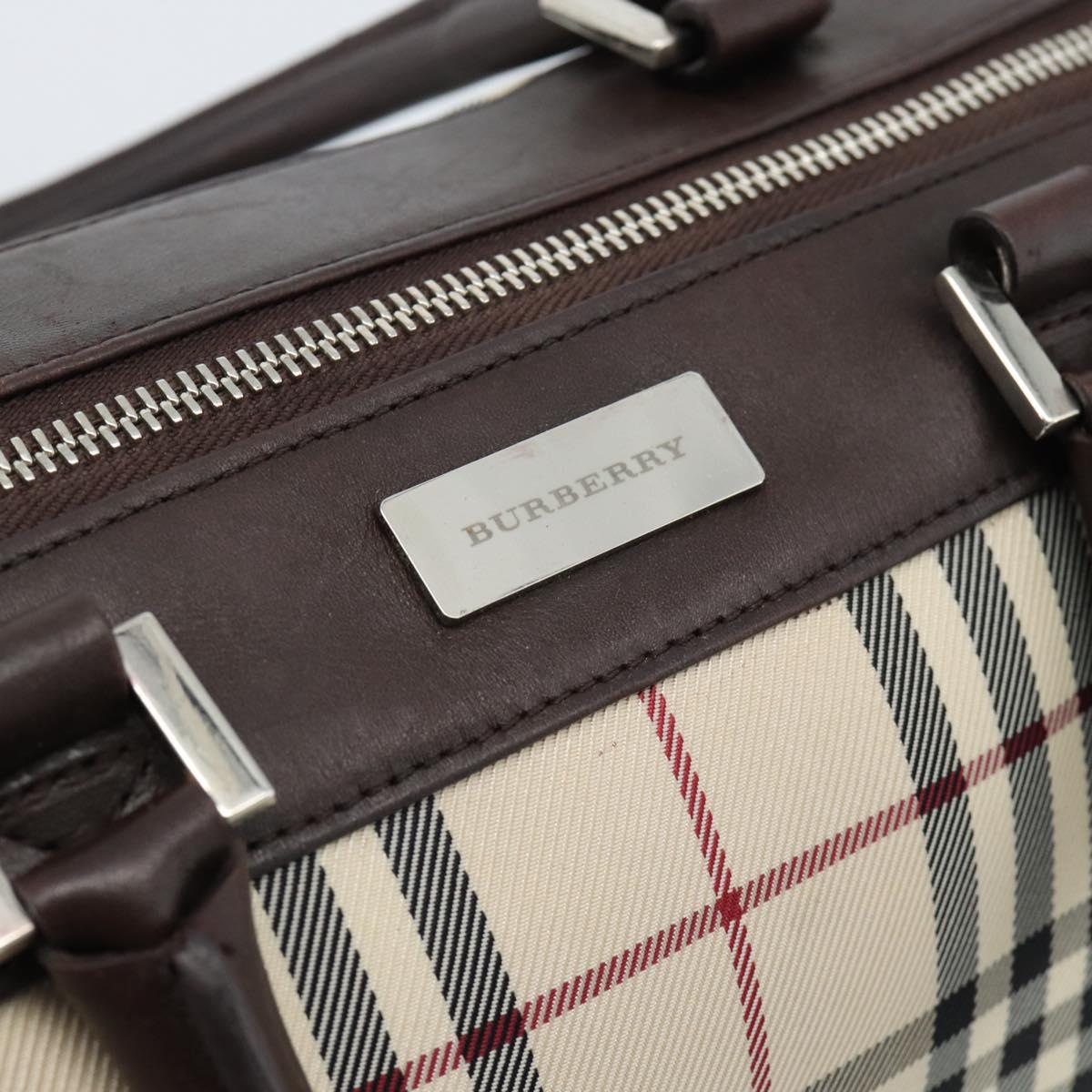 BURBERRY Nova Check Hand Bag Canvas Beige Silver Auth 185137A