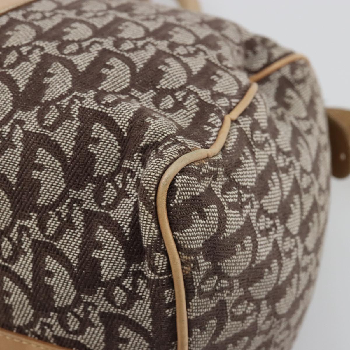 Christian Dior Trotter Canvas Hand Bag Brown Gold Auth 185139