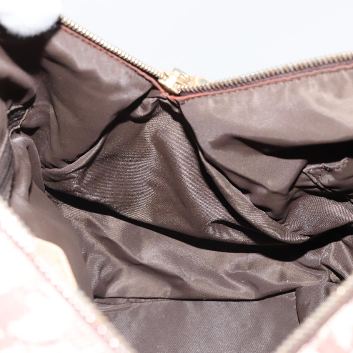 Christian Dior Trotter Canvas Hand Bag Brown Gold Auth 185139