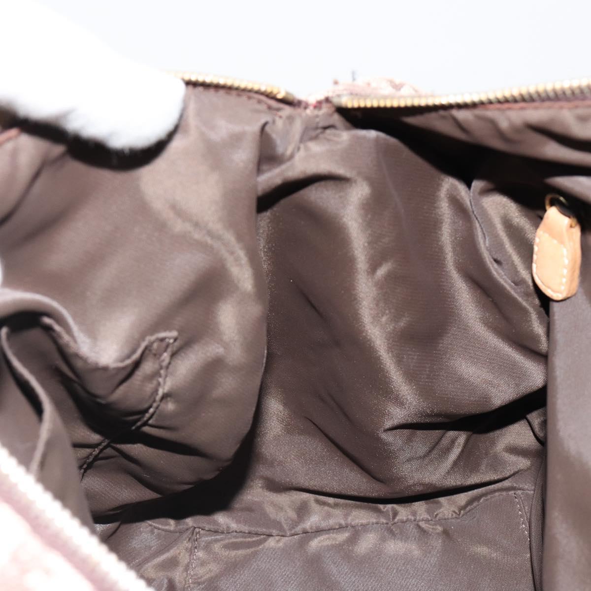Christian Dior Trotter Canvas Hand Bag Brown Gold Auth 185139