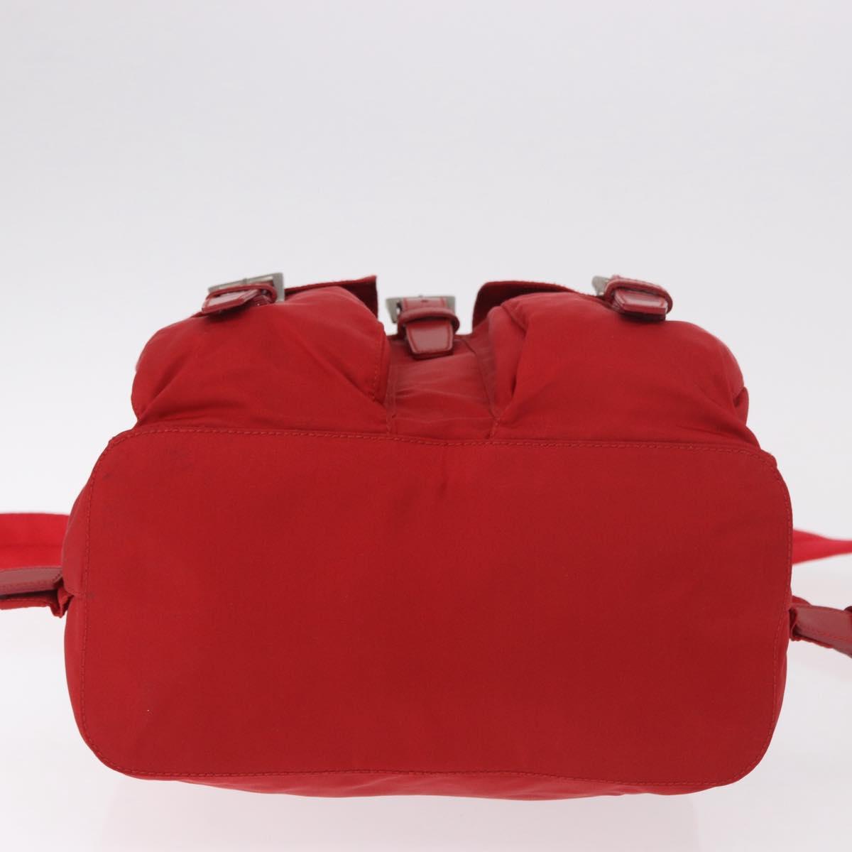 PRADA Backpack Nylon Red Silver Auth 185141V