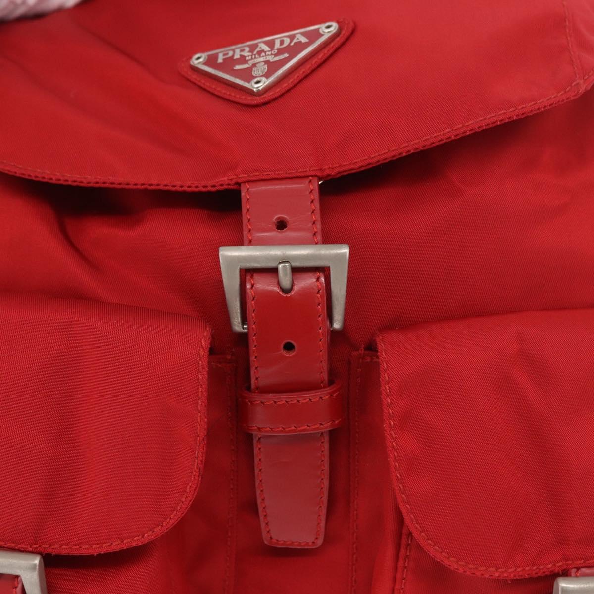 PRADA Backpack Nylon Red Silver Auth 185141V