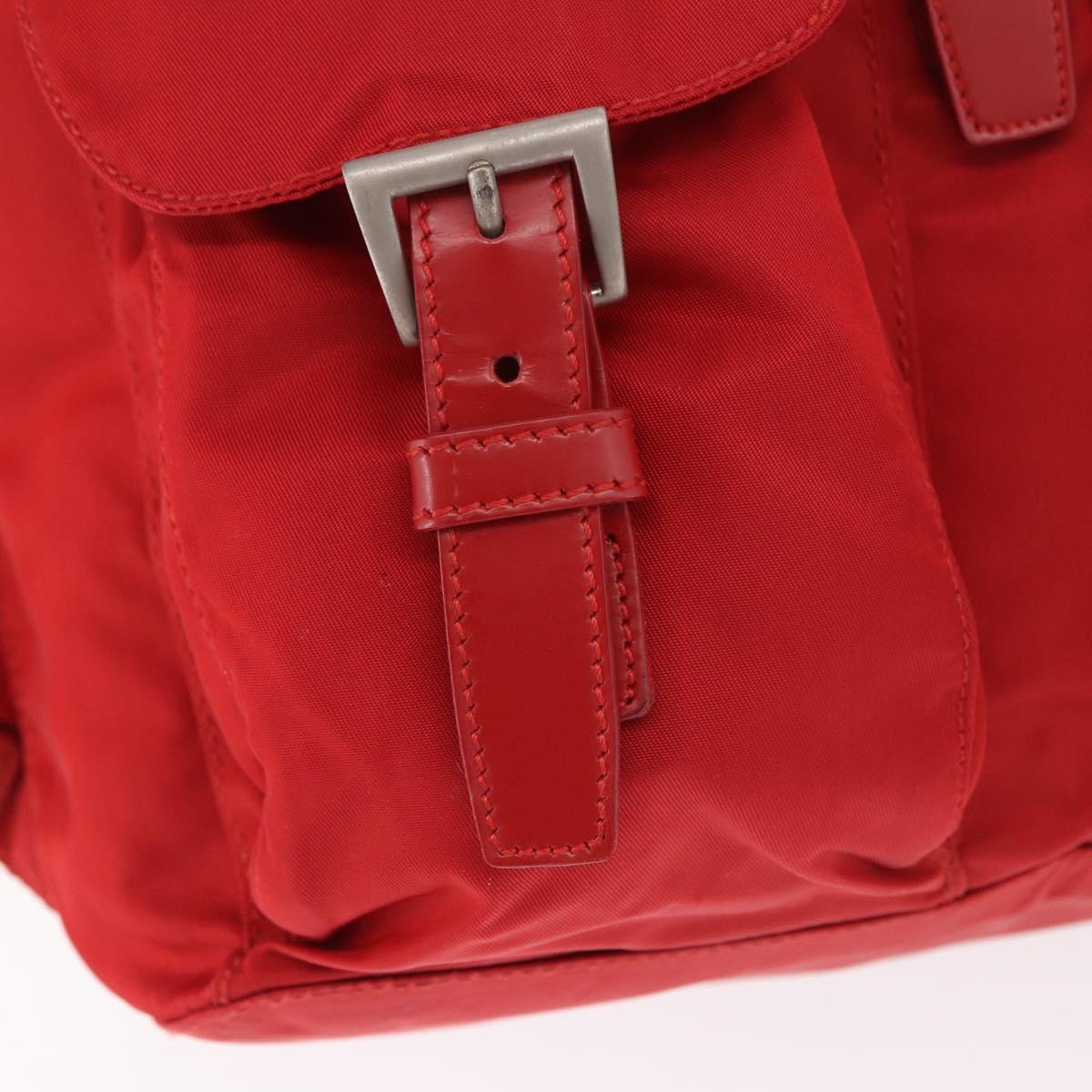 PRADA Backpack Nylon Red Silver Auth 185141V