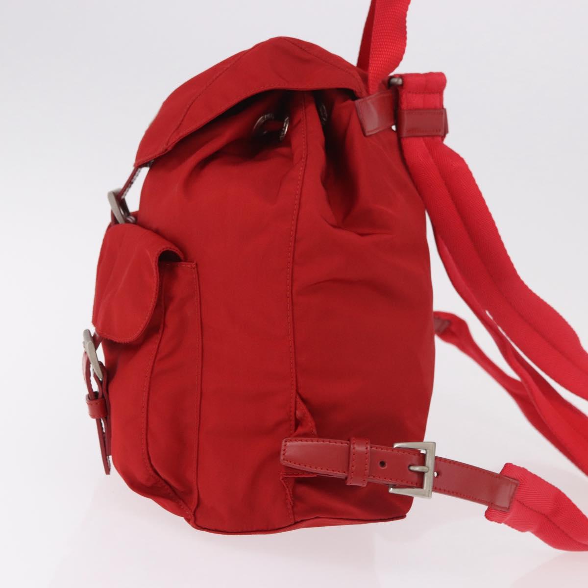 PRADA Backpack Nylon Red Silver Auth 185141V