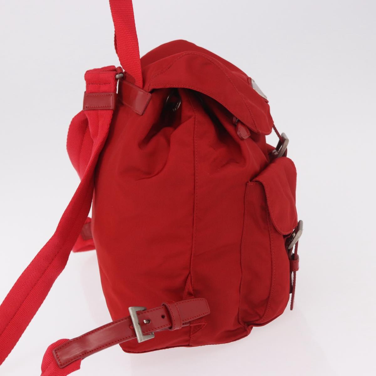PRADA Backpack Nylon Red Silver Auth 185141V