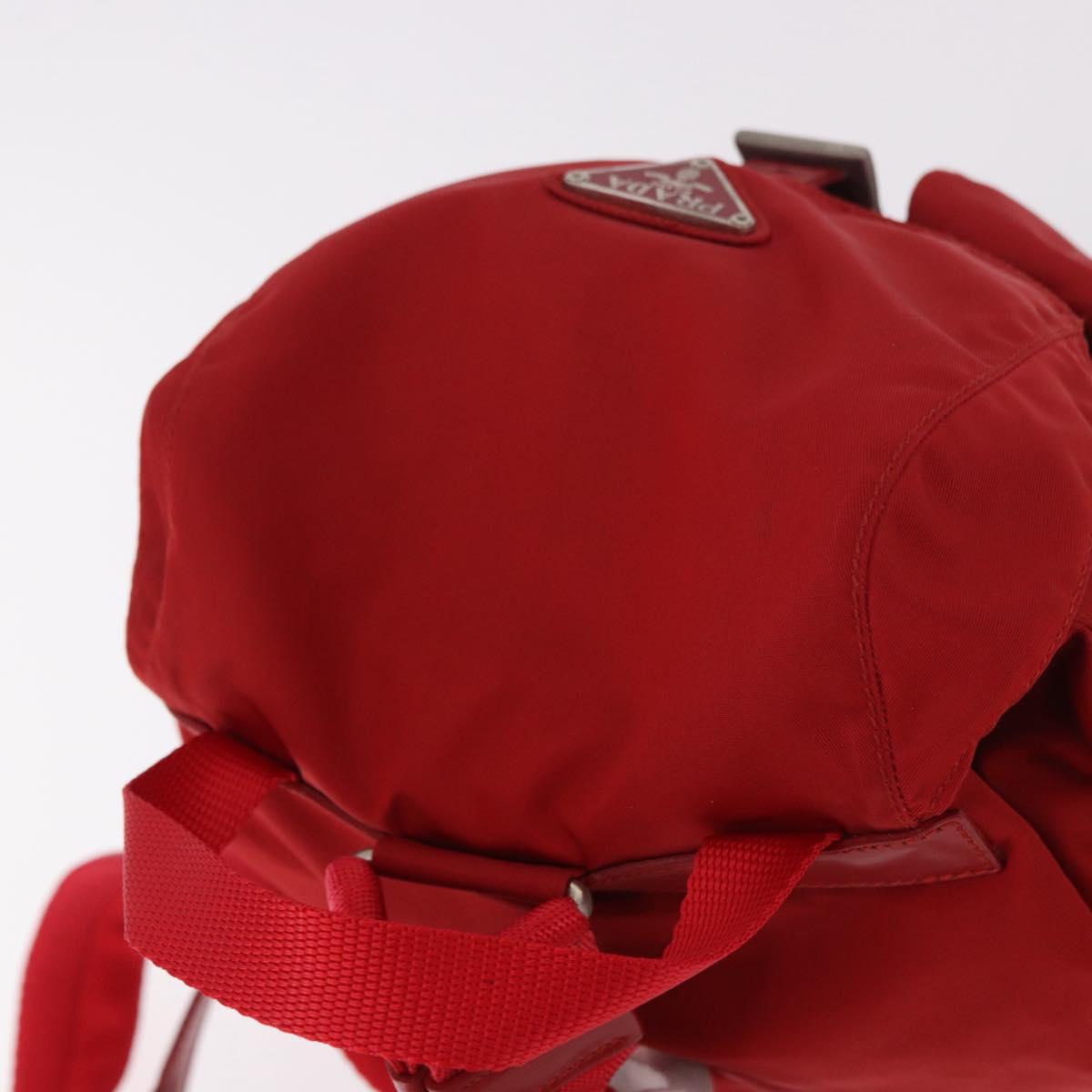 PRADA Backpack Nylon Red Silver Auth 185141V