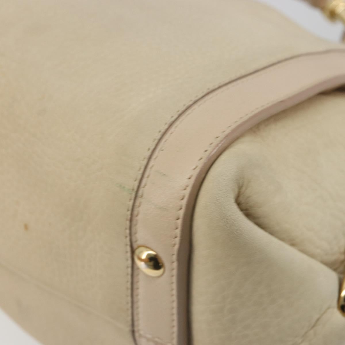 Salvatore Ferragamo Gancini Hand Bag Leather 2way Ivory Gold Auth 185142A