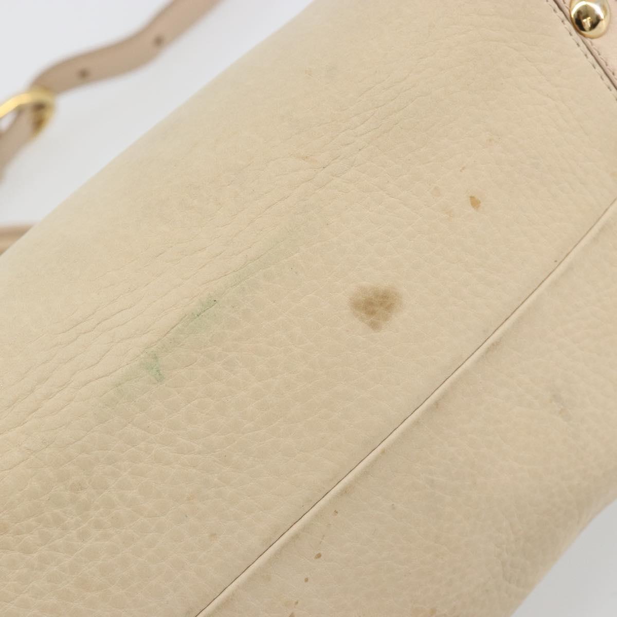 Salvatore Ferragamo Gancini Hand Bag Leather 2way Ivory Gold Auth 185142A