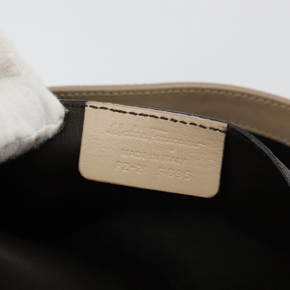 Salvatore Ferragamo Gancini Hand Bag Leather 2way Ivory Gold Auth 185142A