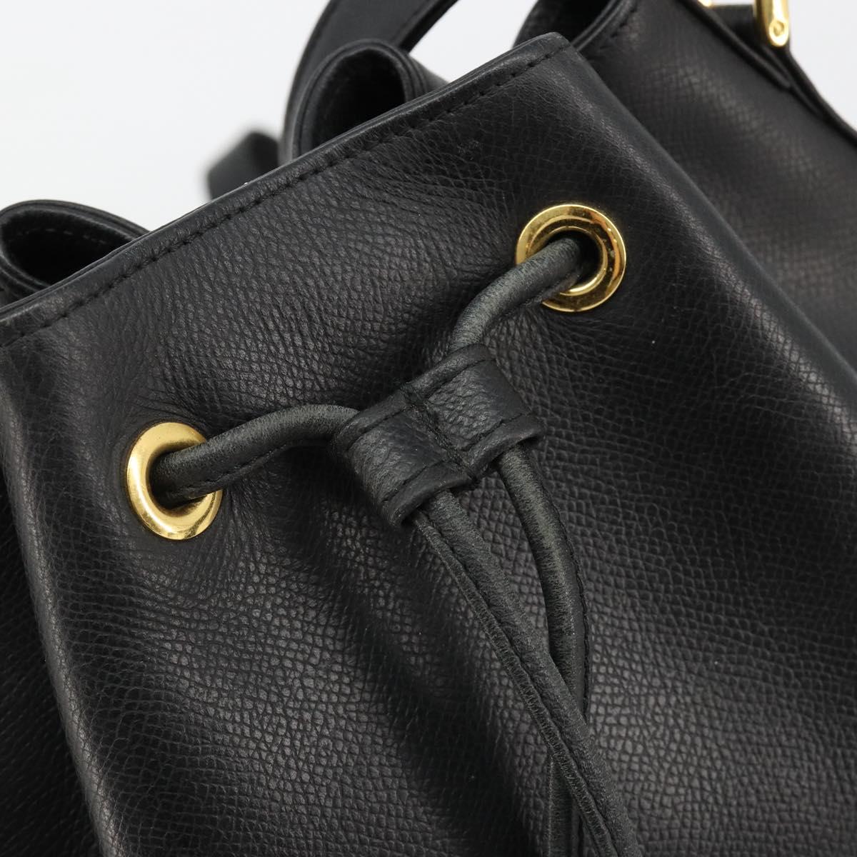VALENTINO Purse Shoulder Bag Leather Black Gold Auth 185143