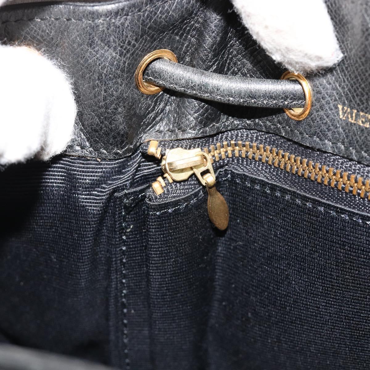VALENTINO Purse Shoulder Bag Leather Black Gold Auth 185143