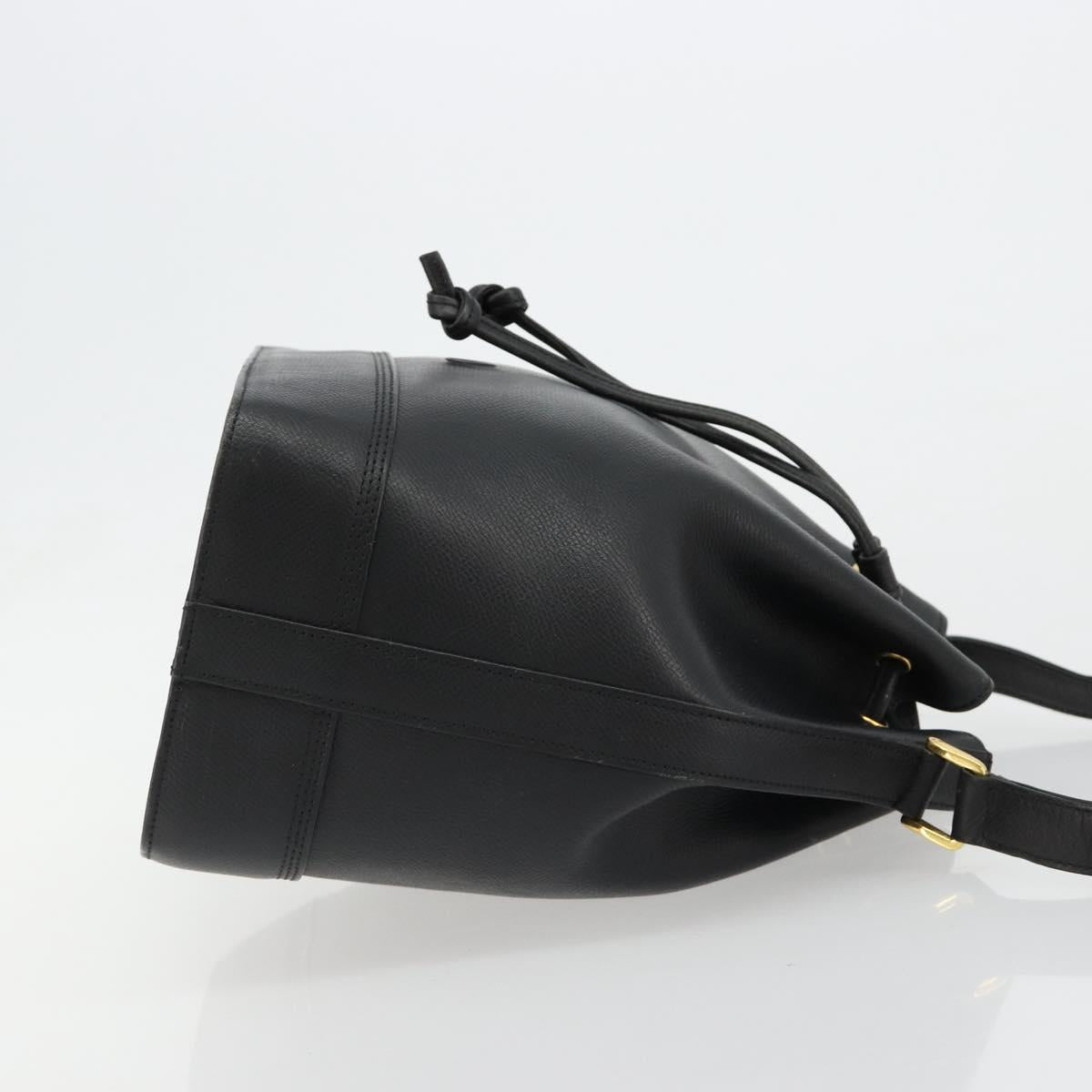VALENTINO Purse Shoulder Bag Leather Black Gold Auth 185143