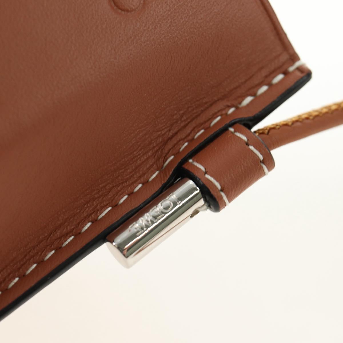 LOEWE Anagram Gate Pocket Shoulder Bag Leather Brown Auth 185145V