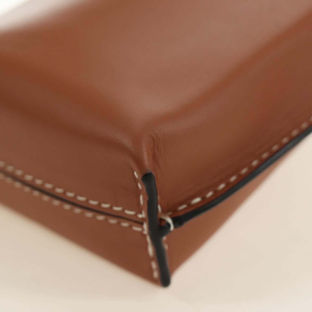 LOEWE Anagram Gate Pocket Shoulder Bag Leather Brown Auth 185145V