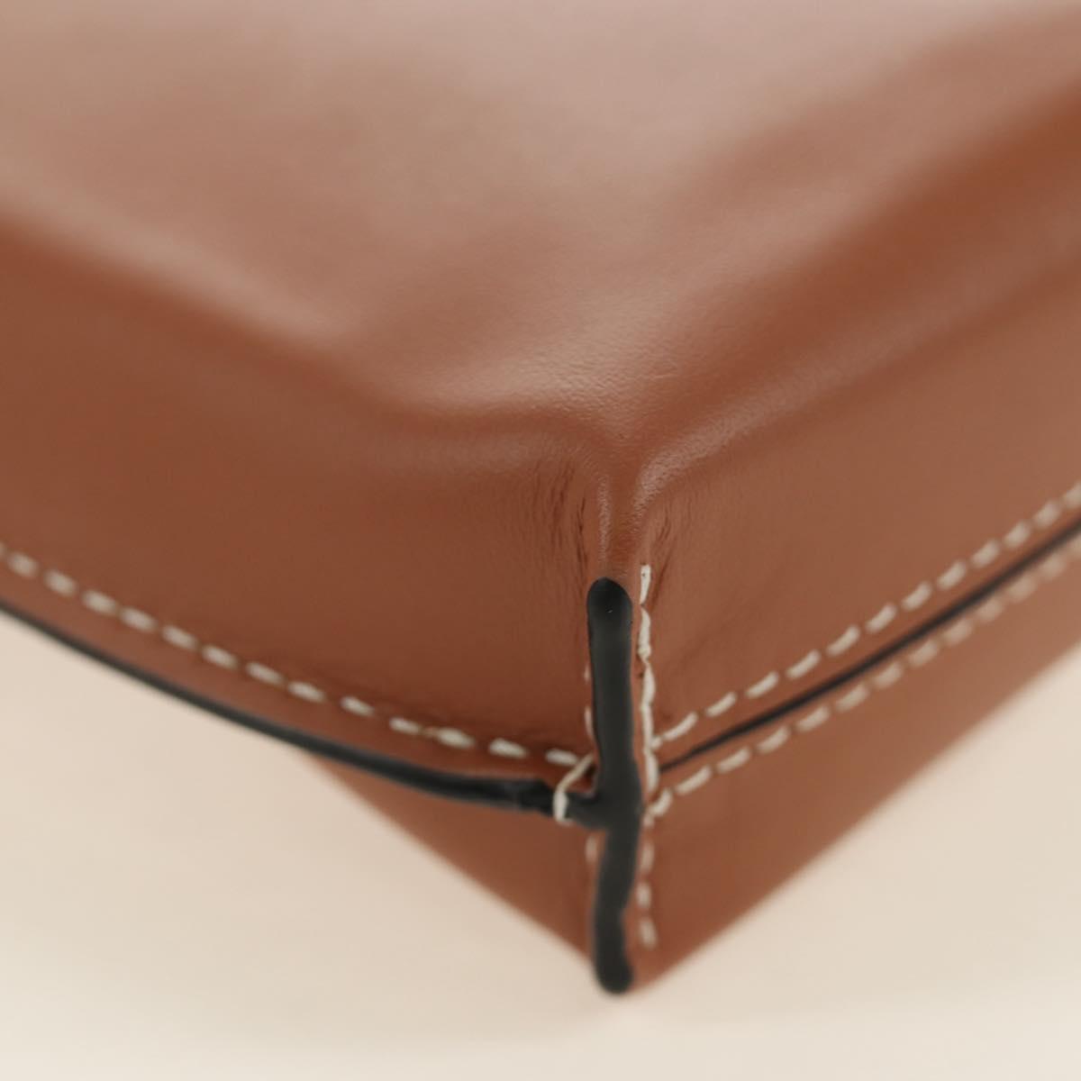 LOEWE Anagram Gate Pocket Shoulder Bag Leather Brown Auth 185145V