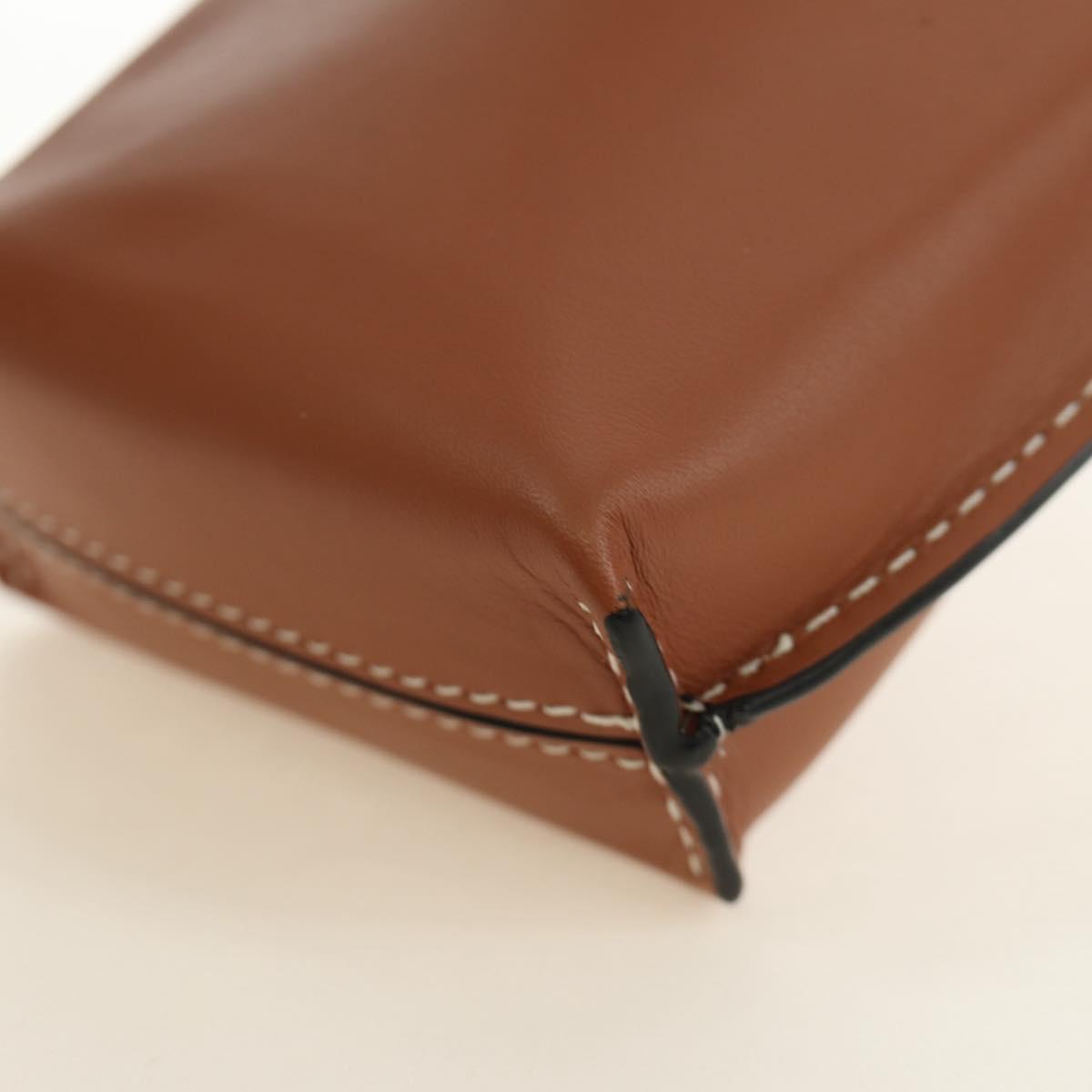LOEWE Anagram Gate Pocket Shoulder Bag Leather Brown Auth 185145V