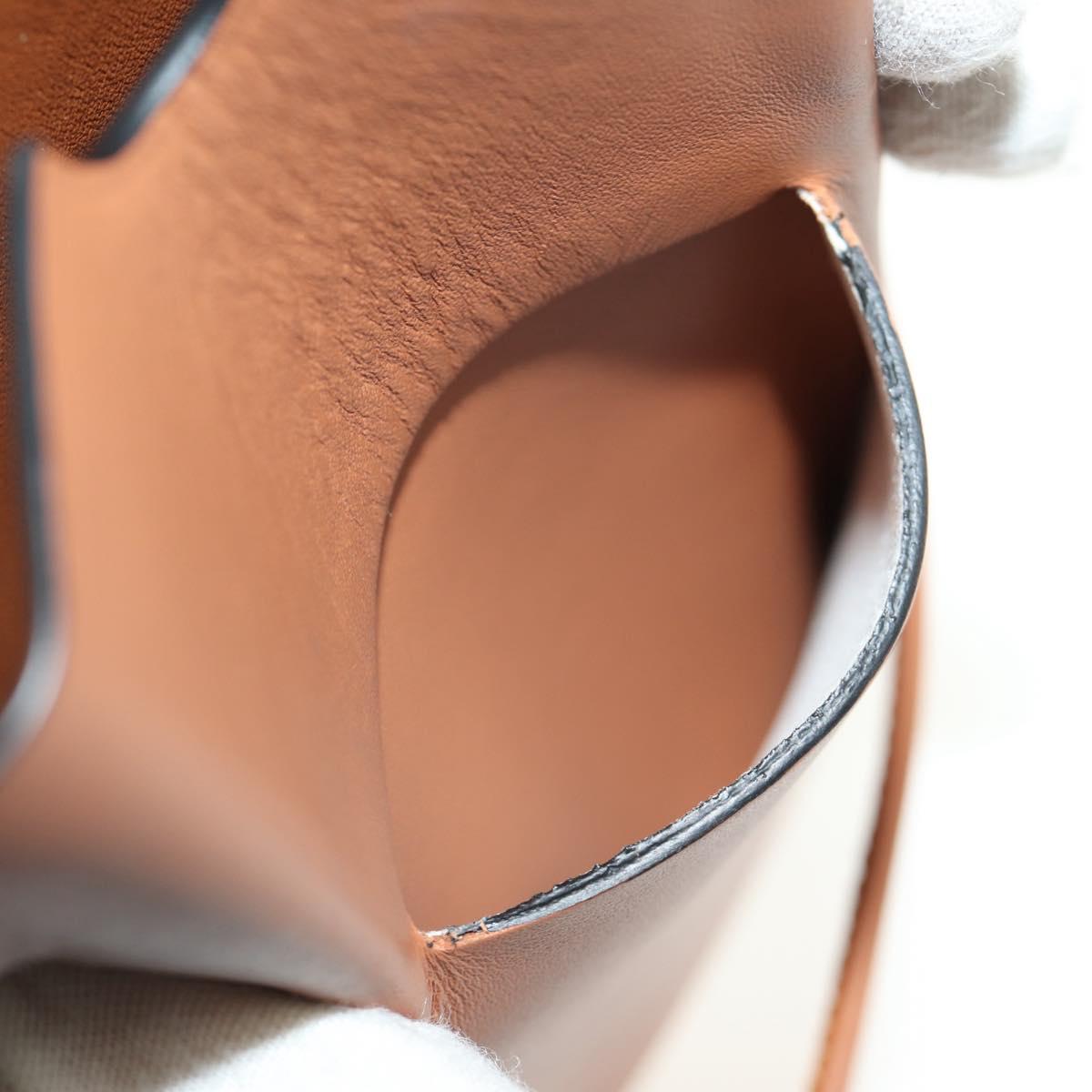 LOEWE Anagram Gate Pocket Shoulder Bag Leather Brown Auth 185145V