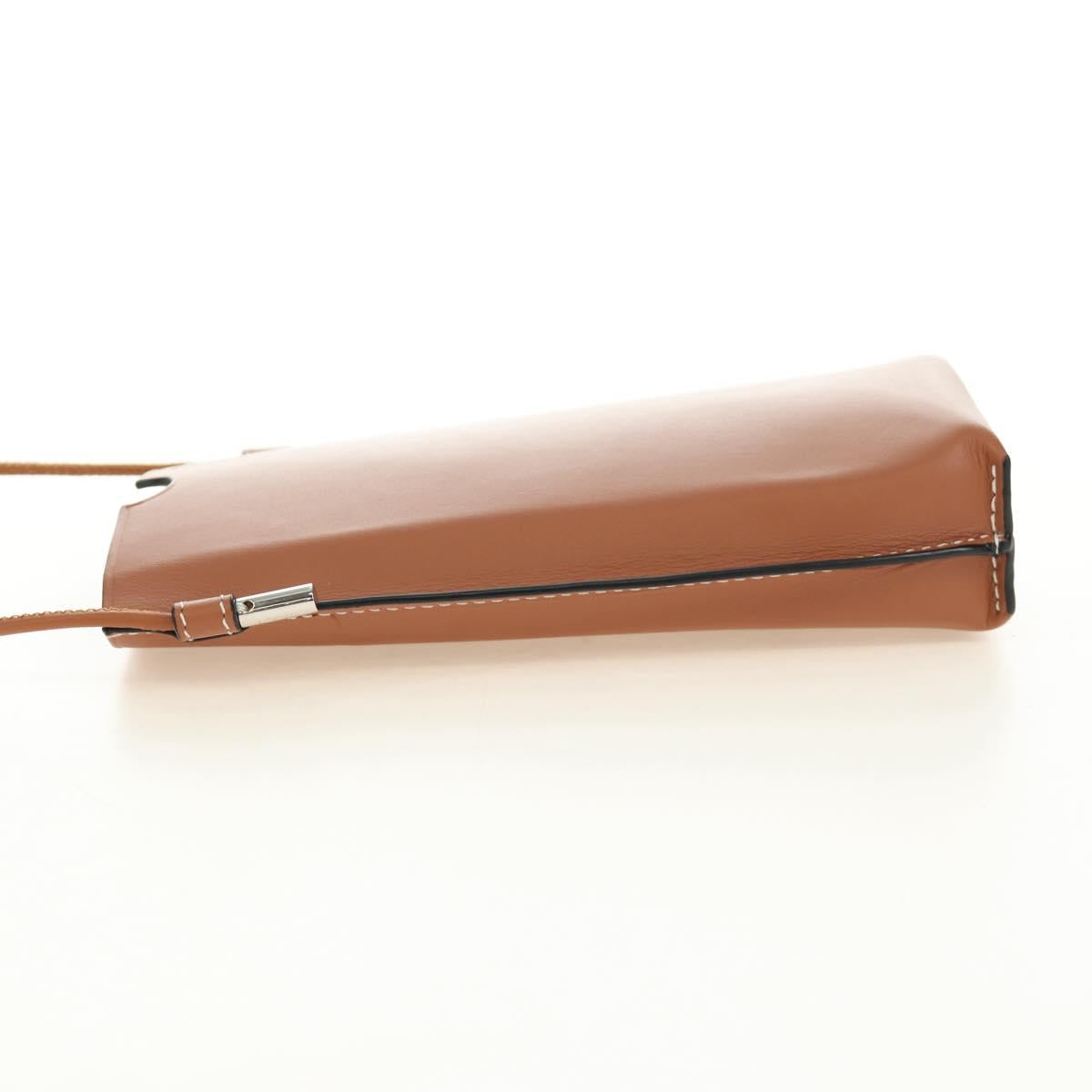 LOEWE Anagram Gate Pocket Shoulder Bag Leather Brown Auth 185145V