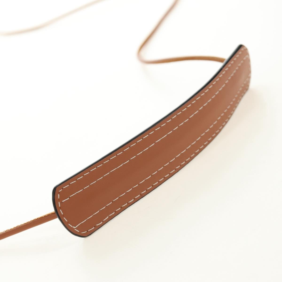 LOEWE Anagram Gate Pocket Shoulder Bag Leather Brown Auth 185145V
