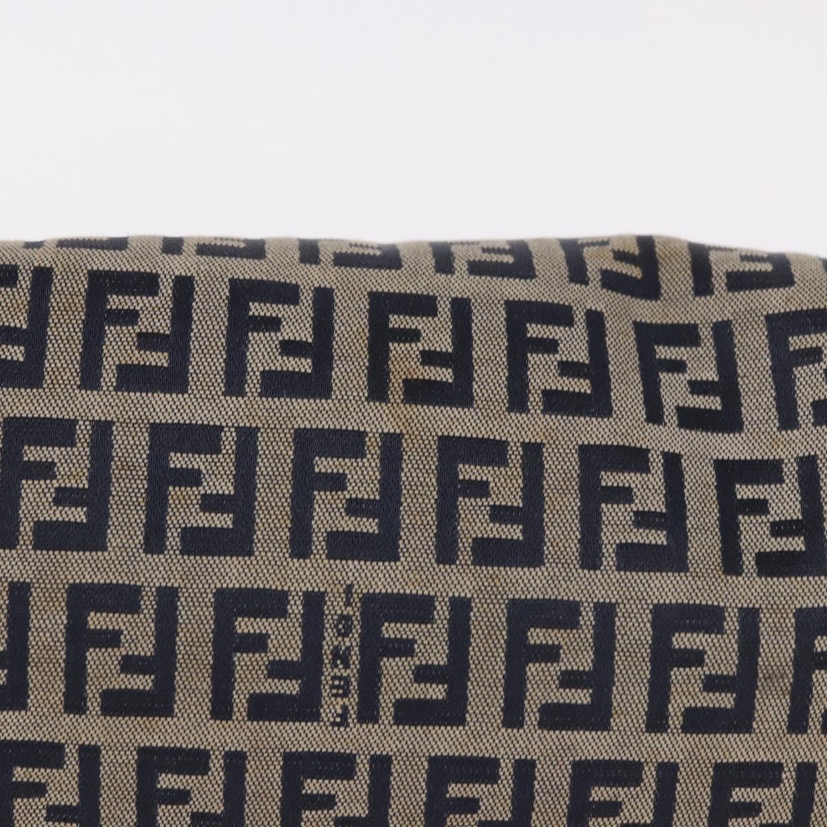 FENDI Zucchino Canvas Mamma Baguette Shoulder Bag Navy Silver Auth 185146SAV