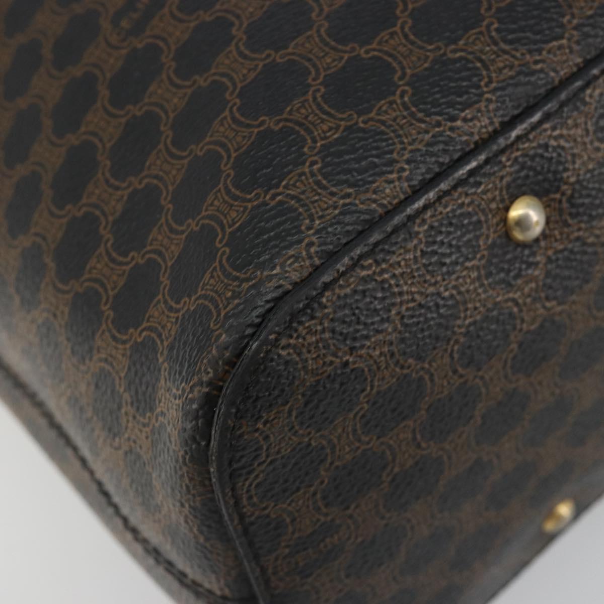 CELINE Macadam Canvas Shoulder Bag PVC Leather Black Gold Auth 185149A