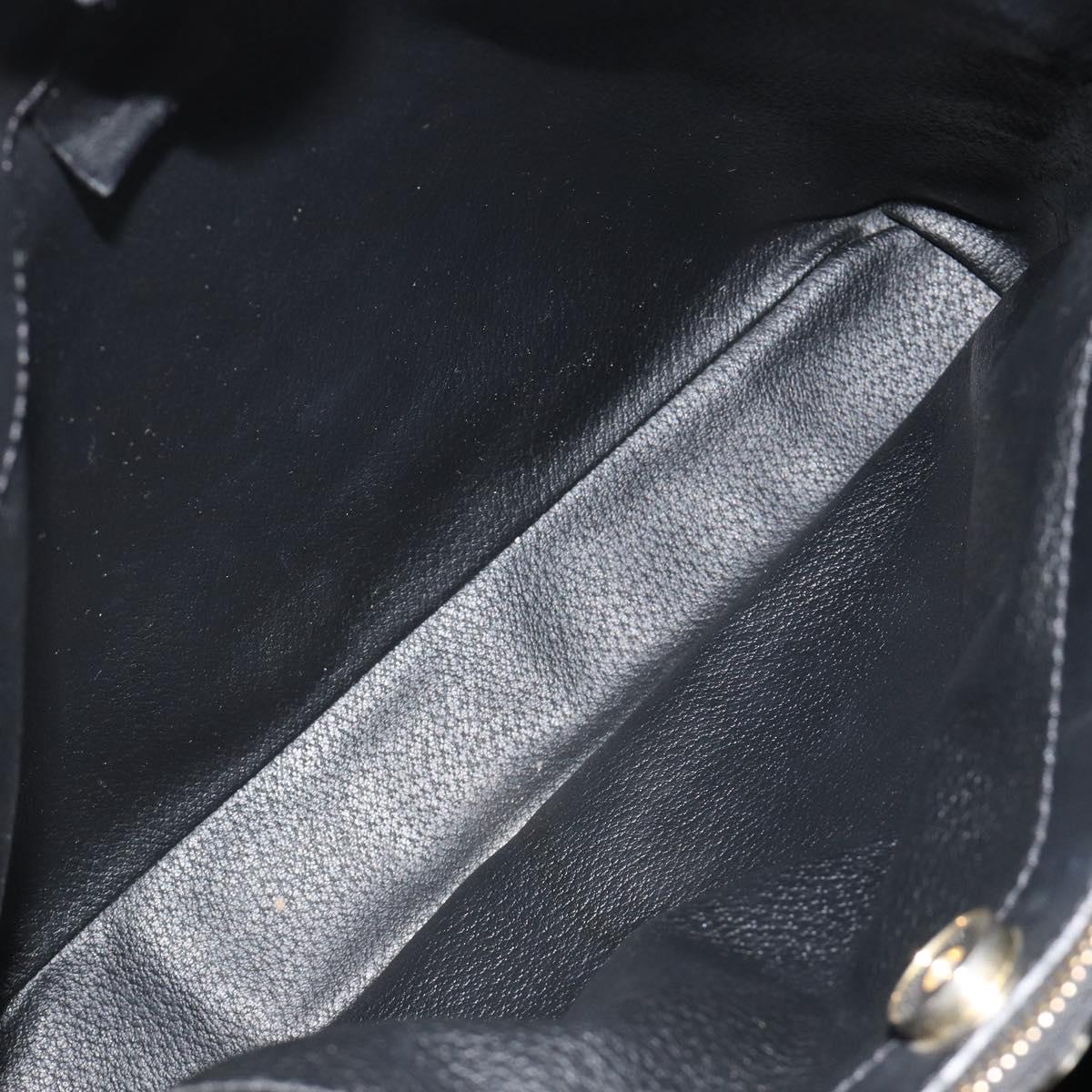 CELINE Macadam Canvas Shoulder Bag PVC Leather Black Gold Auth 185149A