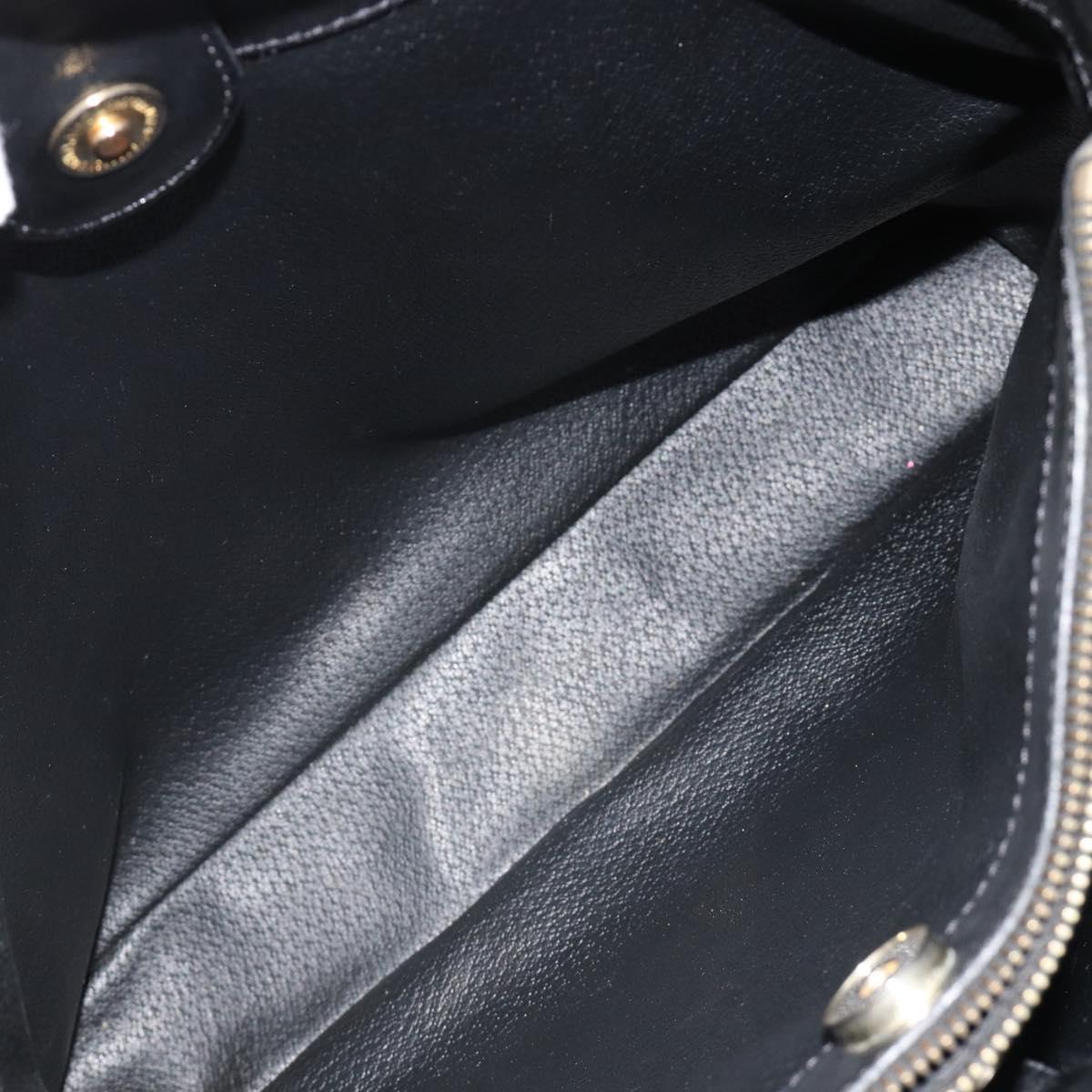 CELINE Macadam Canvas Shoulder Bag PVC Leather Black Gold Auth 185149A