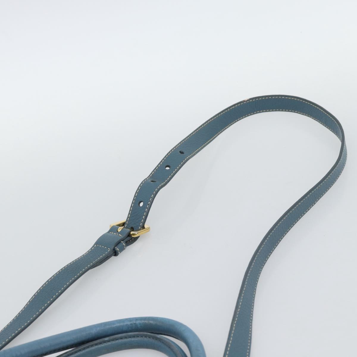 PRADA Tote Bag Leather 2way Blue Gold Auth 185152A