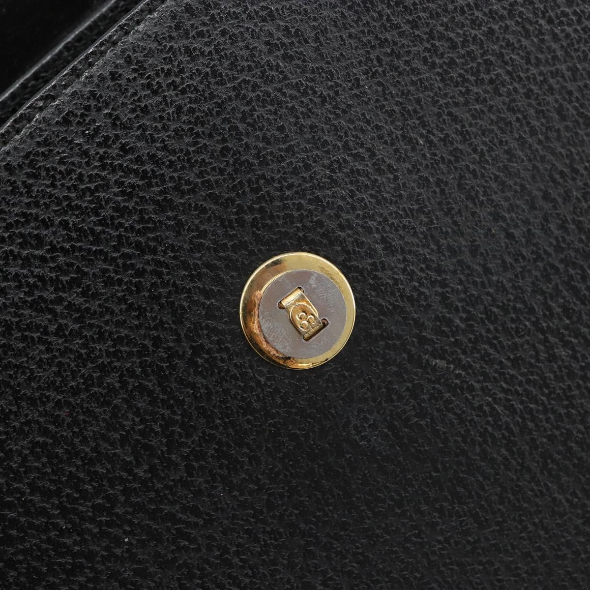 GUCCI Bamboo Hand Bag Leather Black Gold 001 1118 1886 Auth 185153