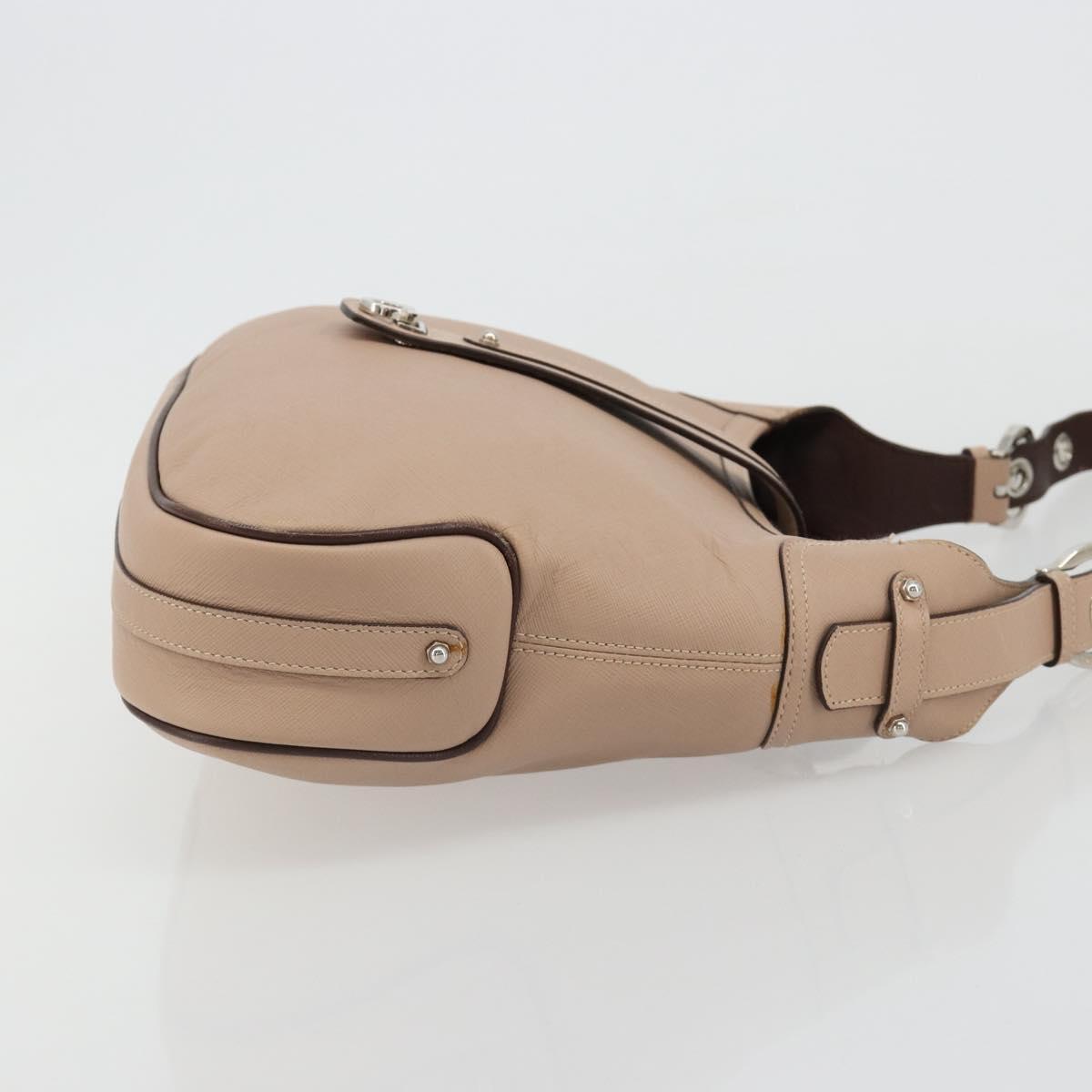 Salvatore Ferragamo Gancini Shoulder Bag Leather Pink Silver Auth 185154A