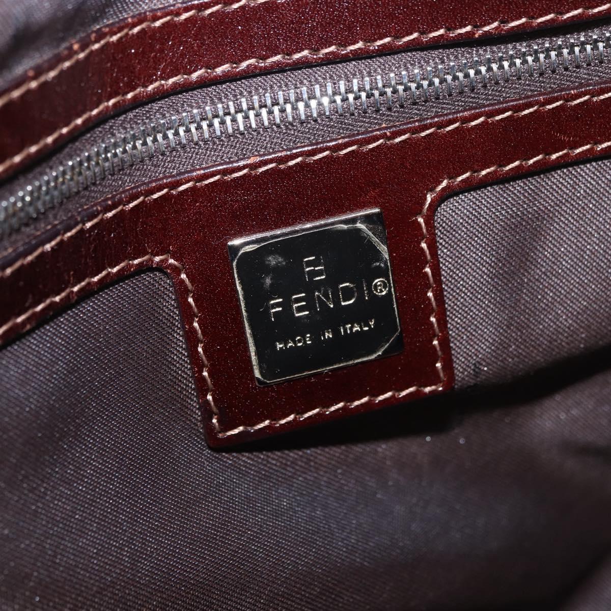 FENDI Mamma Baguette Shoulder Bag Corduroy Khaki Silver Auth 185158V