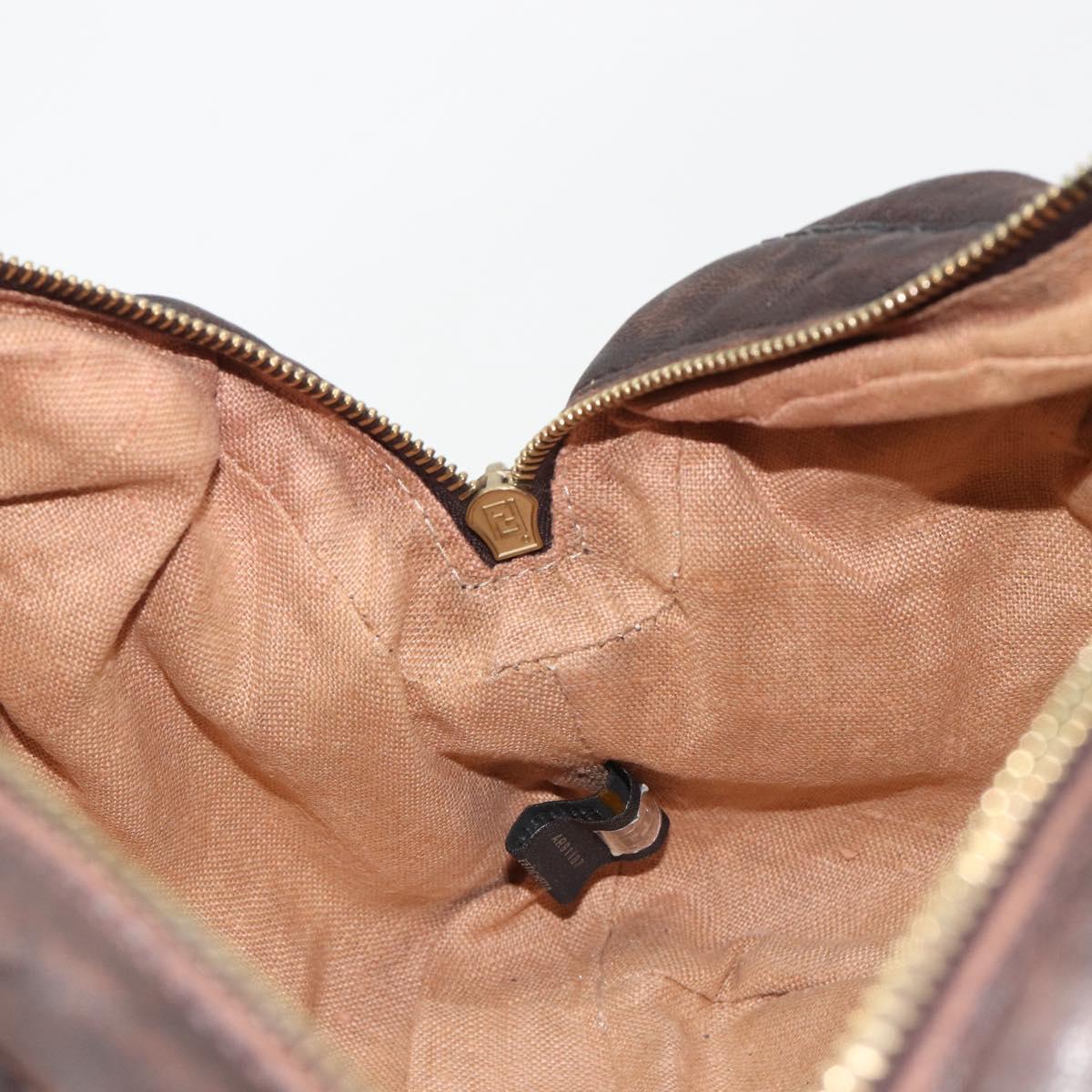 FENDI Zucca Canvas Spy Bag Shoulder Bag Brown Black Auth 185160V