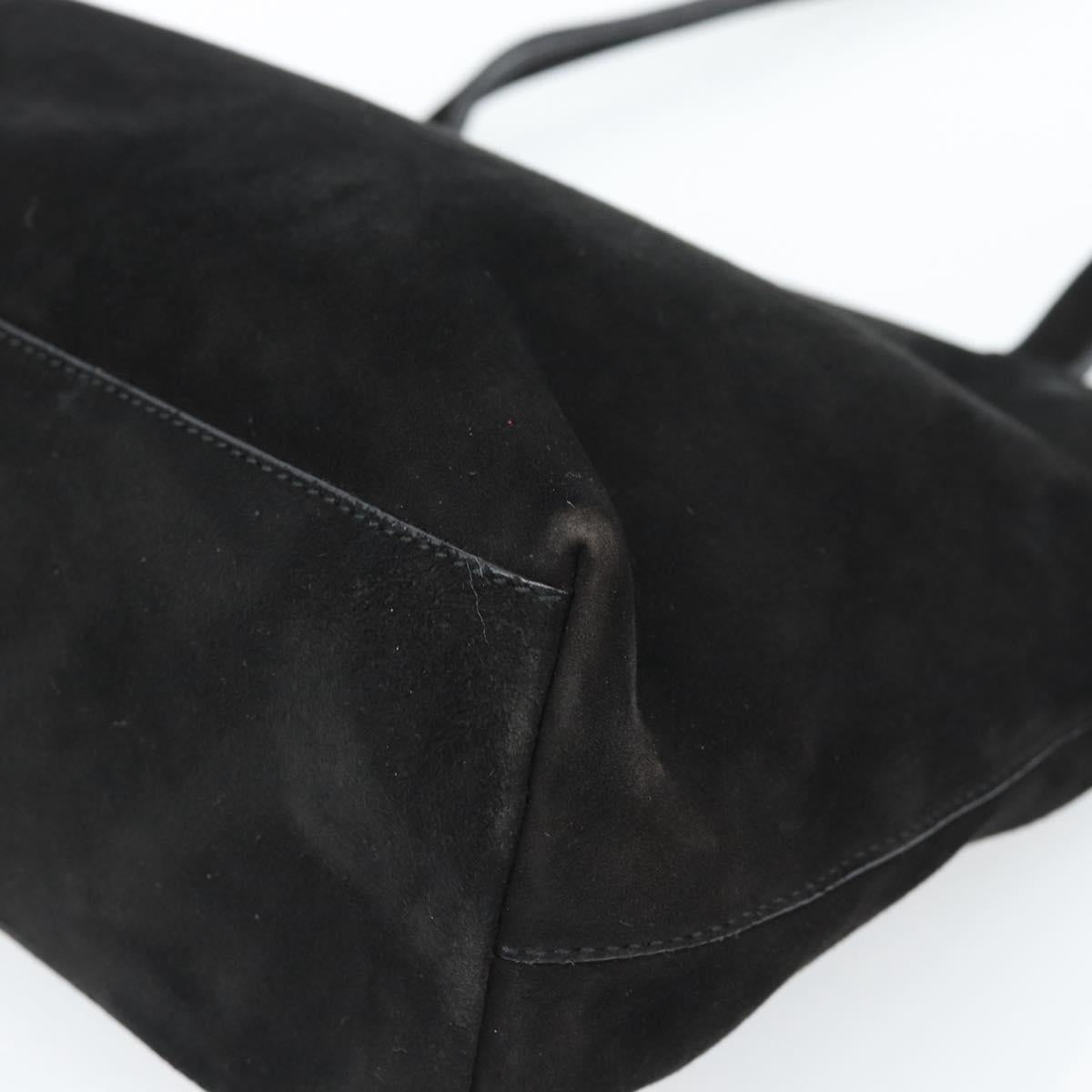 GUCCI Tote Bag Suede Black Gold 002 2684 0344 Auth 185161A