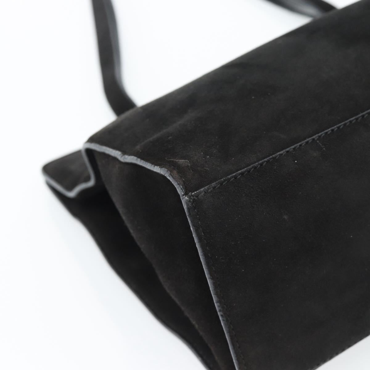 GUCCI Tote Bag Suede Black Gold 002 2684 0344 Auth 185161A