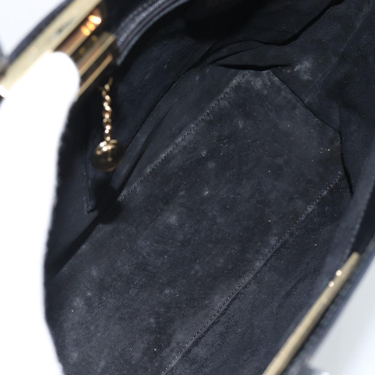 GUCCI Tote Bag Suede Black Gold 002 2684 0344 Auth 185161A