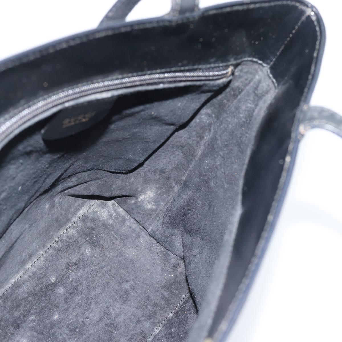 GUCCI Tote Bag Suede Black Gold 002 2684 0344 Auth 185161A