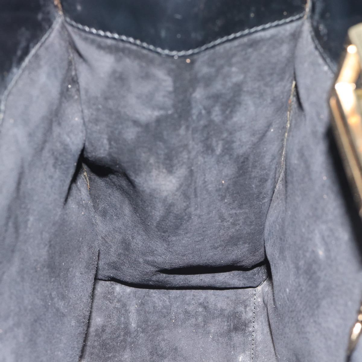 GUCCI Tote Bag Suede Black Gold 002 2684 0344 Auth 185161A
