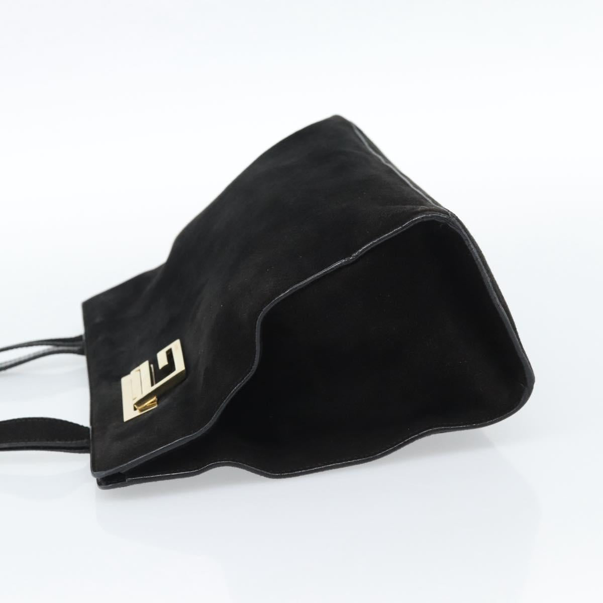 GUCCI Tote Bag Suede Black Gold 002 2684 0344 Auth 185161A