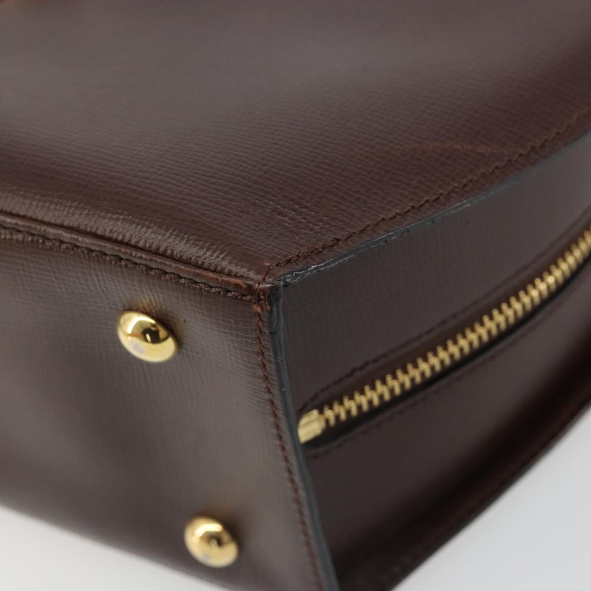 Christian Dior Hand Bag Leather Brown Gold Auth 185163