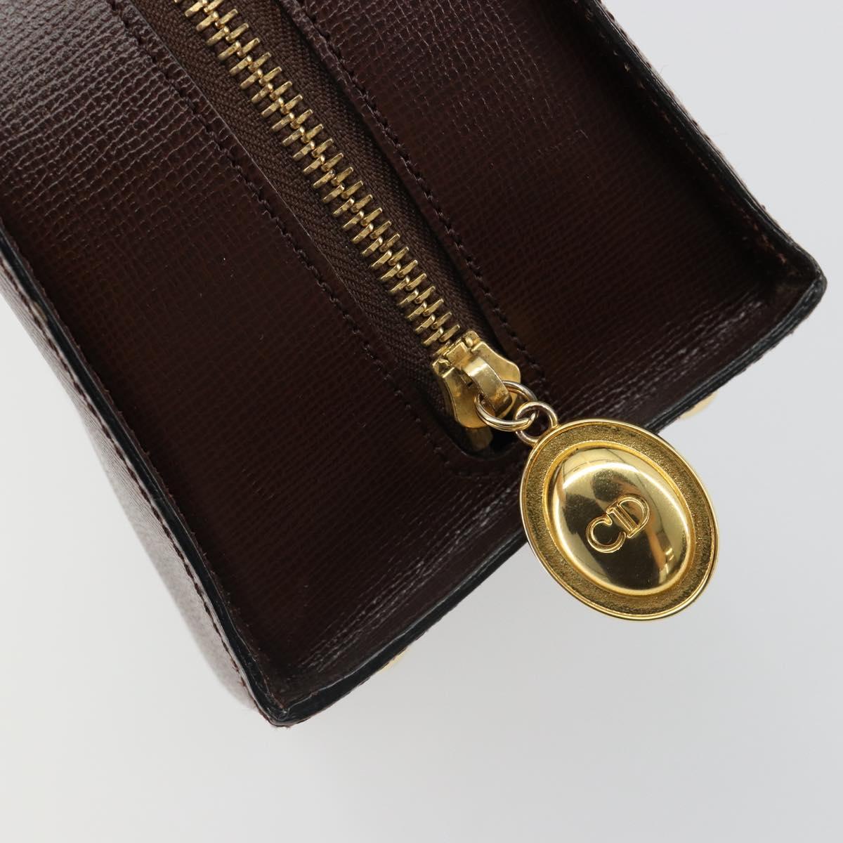 Christian Dior Hand Bag Leather Brown Gold Auth 185163
