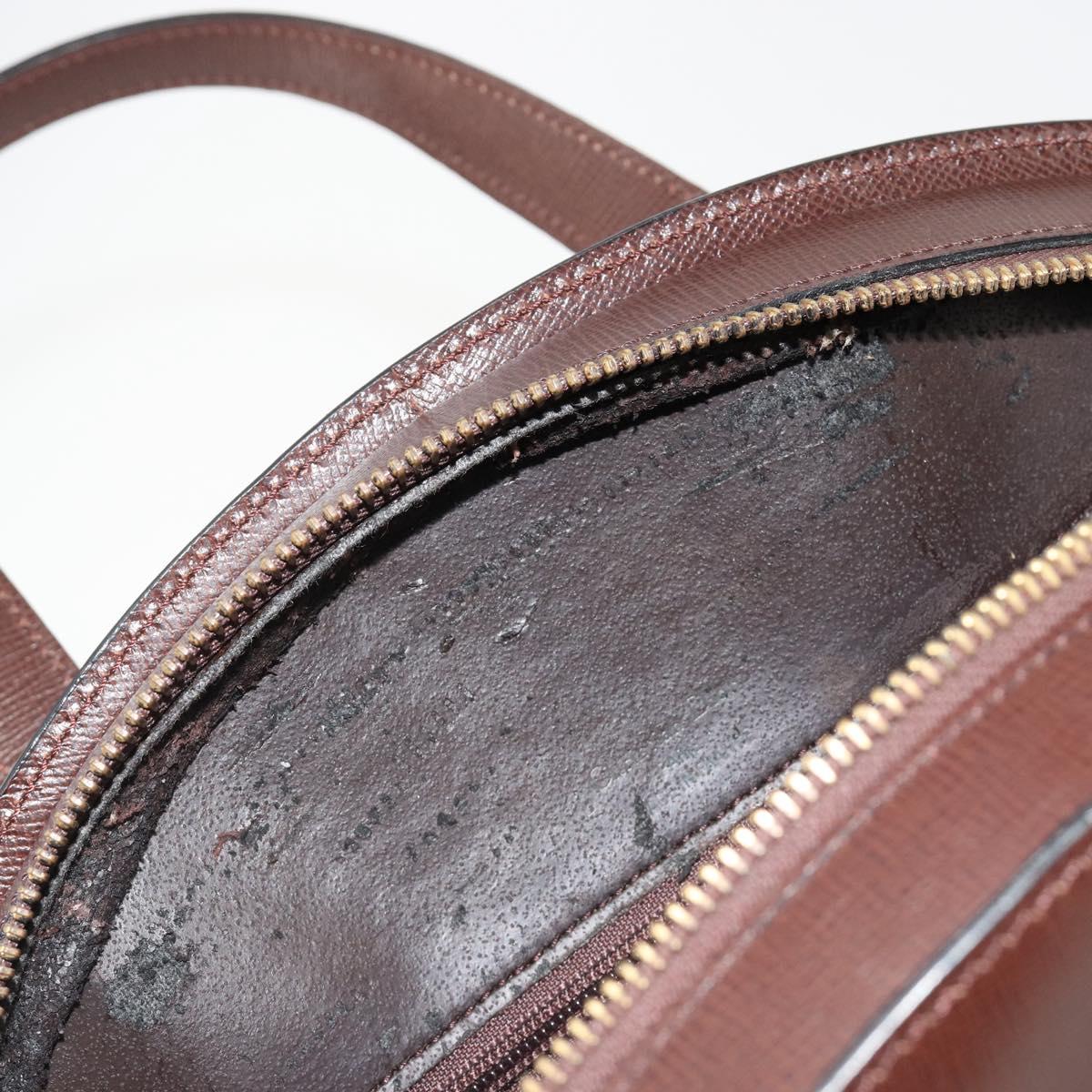 Christian Dior Hand Bag Leather Brown Gold Auth 185163