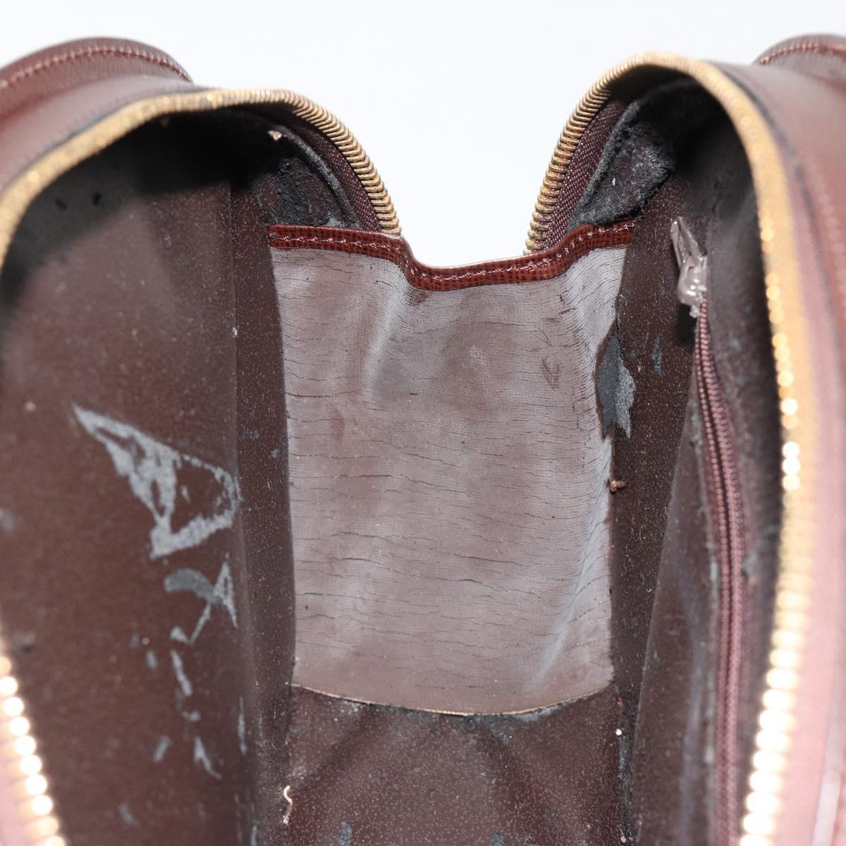 Christian Dior Hand Bag Leather Brown Gold Auth 185163