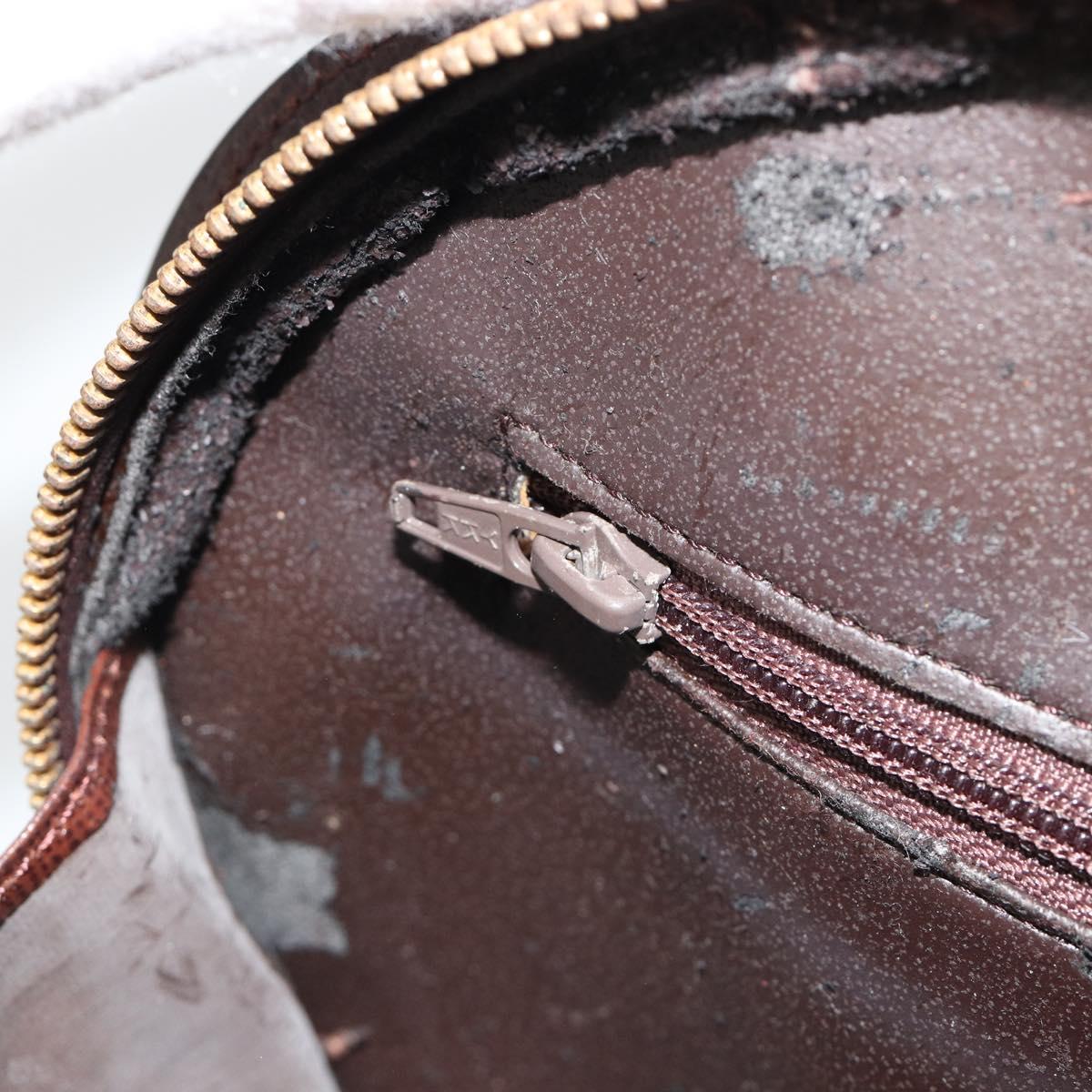 Christian Dior Hand Bag Leather Brown Gold Auth 185163