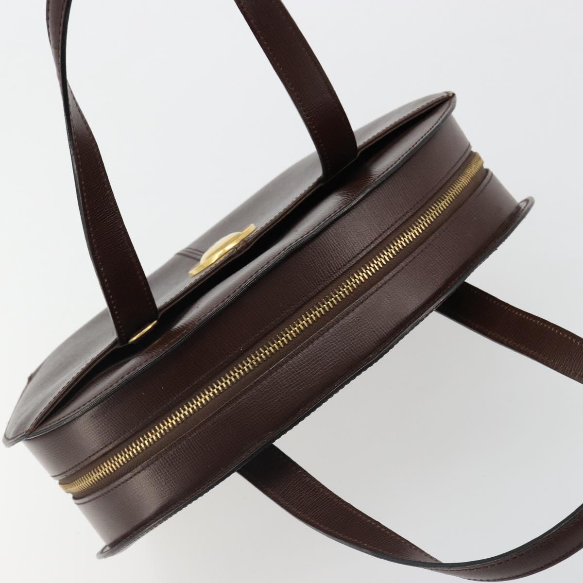 Christian Dior Hand Bag Leather Brown Gold Auth 185163