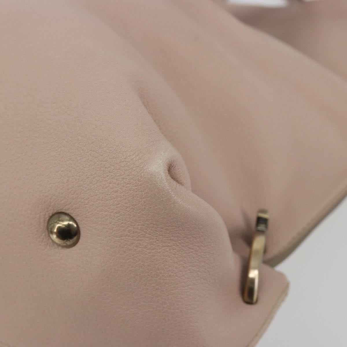 Salvatore Ferragamo Hand Bag Leather Beige Gold Auth 185164A