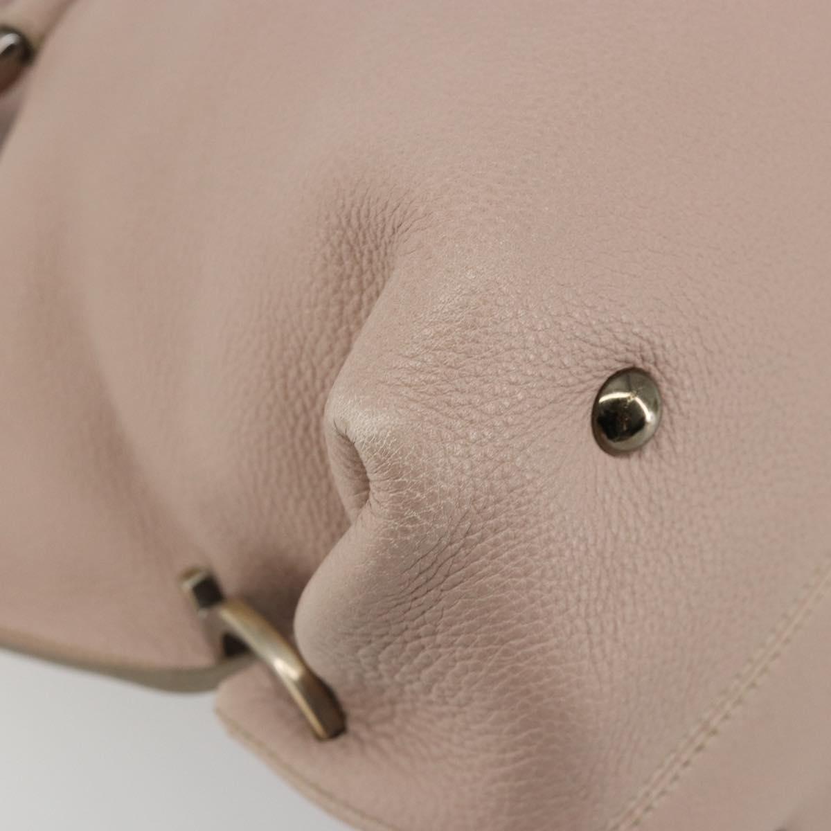 Salvatore Ferragamo Hand Bag Leather Beige Gold Auth 185164A
