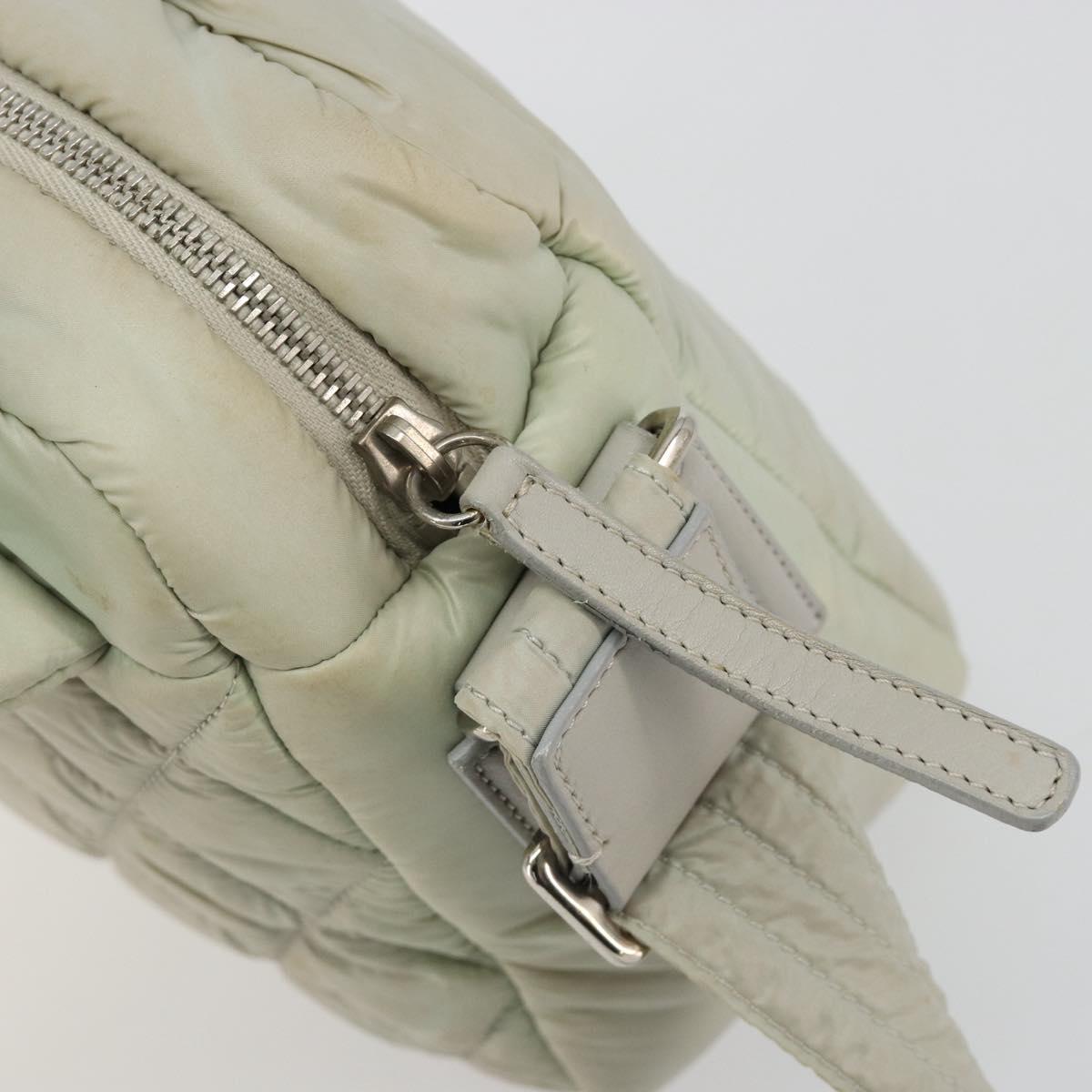 CHANEL Cococoon Shoulder Bag Nylon Gray Silver CC Auth 185165A