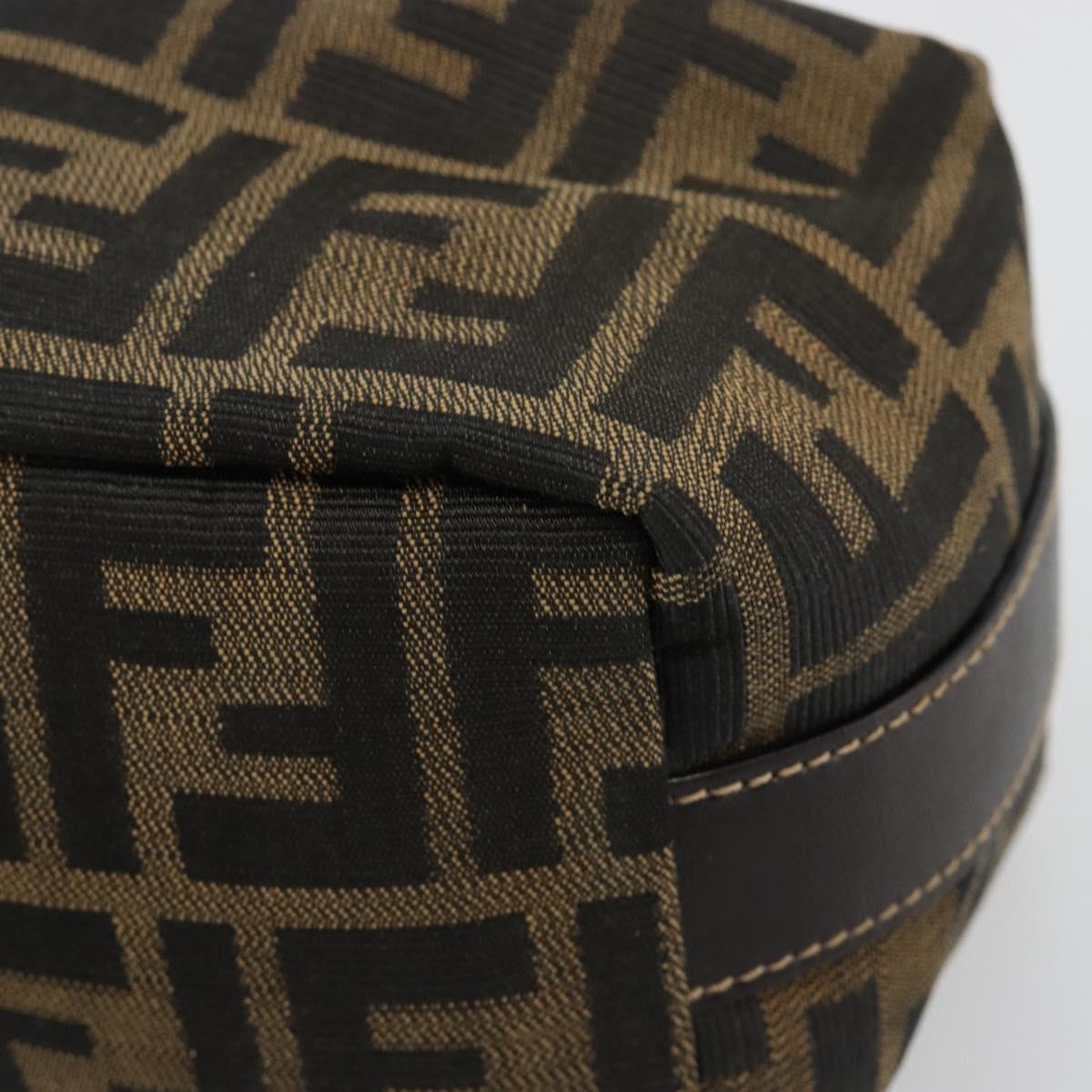 FENDI Zucca Canvas Hand Pouch Black Brown Auth 185167